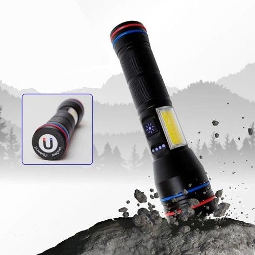 Фонарь PLD-231 WHITE LASER LED PM10-TG+COB(white+red), 1х26650, power bank, индикация заряда, ЗУ Type-C, магнит, zoom, Box