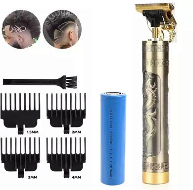 Машинка (триммер) для стрижки волосся та бороди T9-3, 1х18650, 4 насадки (1.5, 2, 3, 4 мм)